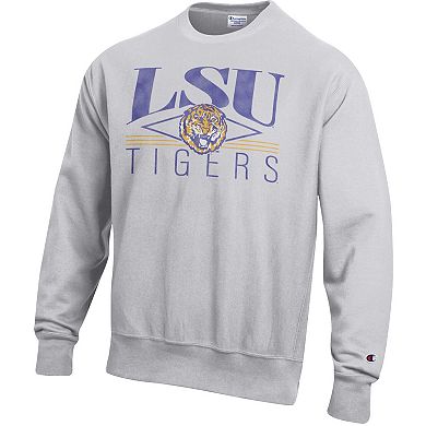 Men's Champion Gray LSU Tigers Reverse Weave Fleece Sweatshirt