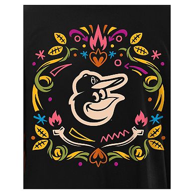 Men's New Era Black Baltimore Orioles Día de los Muertos T-Shirt