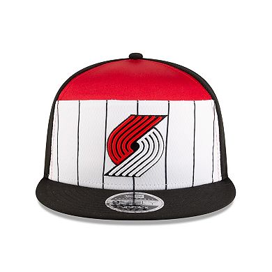 Men's New Era White/Black Portland Trail Blazers 2025 NBA Tip Off Split Panel 9FIFTY Snapback Hat