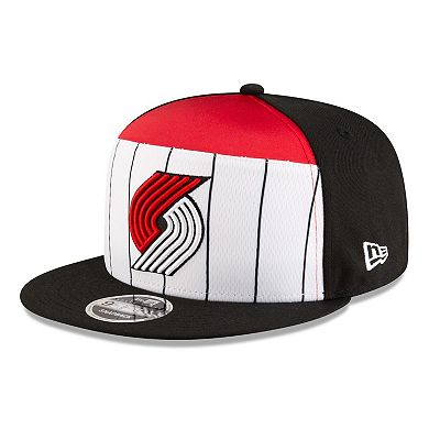 Men's New Era White/Black Portland Trail Blazers 2025 NBA Tip Off Split Panel 9FIFTY Snapback Hat