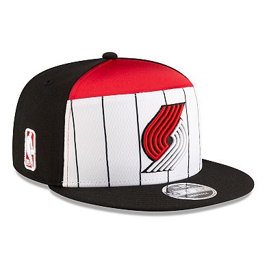 Men's New Era White/Black Portland Trail Blazers 2025 NBA Tip Off Split Panel 9FIFTY Snapback Hat