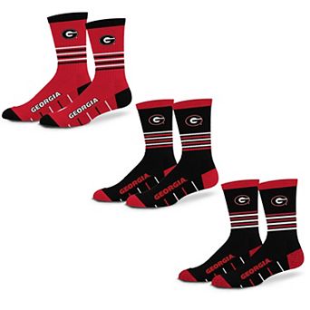 Unisex Starter Georgia Bulldogs Stripe Zones Socks 3 Pack