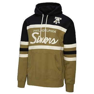 Men's Mitchell & Ness Olive Philadelphia 76ers Double Clutch Head Coach Hoodie