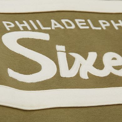 Men's Mitchell & Ness Olive Philadelphia 76ers Double Clutch Head Coach Hoodie