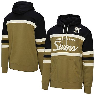 Men's Mitchell & Ness Olive Philadelphia 76ers Double Clutch Head Coach Hoodie