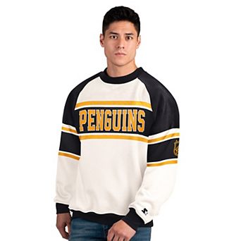 Men's Starter White Pittsburgh Penguins Defense Fleece Crewneck Sweatshirt