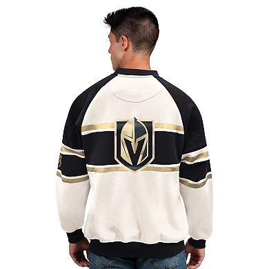 Men's Starter White Vegas Golden Knights Defense Fleece Crewneck Sweatshirt