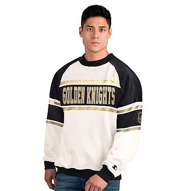 Men's Starter White Vegas Golden Knights Defense Fleece Crewneck Sweatshirt
