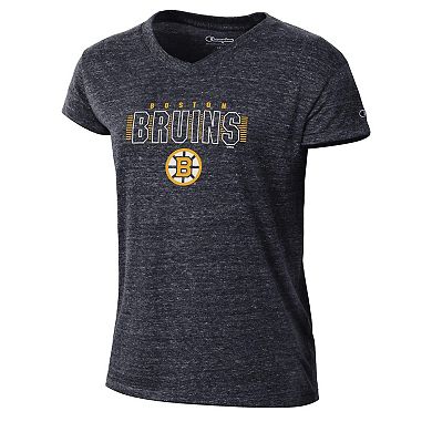 Women's Champion Black Boston Bruins Tri-Blend V-Neck T-Shirt