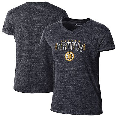 Women's Champion Black Boston Bruins Tri-Blend V-Neck T-Shirt