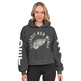 Women's Starter Heather Charcoal Detroit Red Wings Star Player Cropped Fleece Hoodie