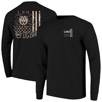 Men's Black LSU Tigers OHT Camo Overlay Comfort Colors Long Sleeve T-Shirt
