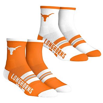 Unisex Rock Em Socks Texas Longhorns 2-Pack Multi Stripe Quarter Socks Set