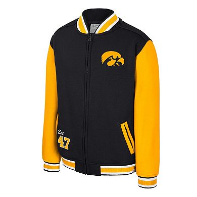 Youth Colosseum Black Iowa Hawkeyes Grand Tour Full-Zip Bomber Jacket