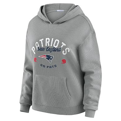 Women's WEAR by Erin Andrews Gray New England Patriots Waffle-Knit Long Sleeve Hooded Shirt & Pants Lounge Set