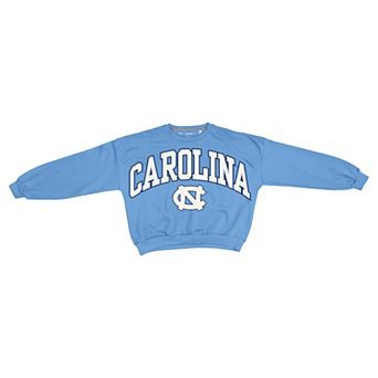 Women's Pressbox Carolina Blue North Carolina Tar Heels Oversized Janice Waist-Length Sweatshirt