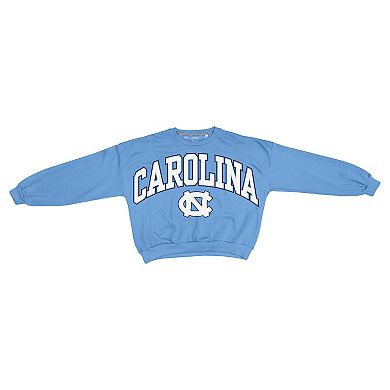 Women's Pressbox Light Blue North Carolina Tar Heels Oversized Janice Waist-Length Sweatshirt
