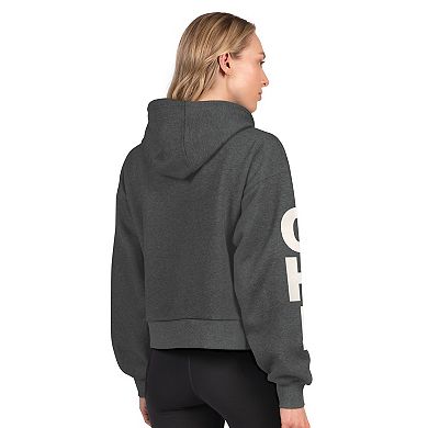 Women's Starter Heather Charcoal Chicago Blackhawks Star Player Cropped Fleece Hoodie