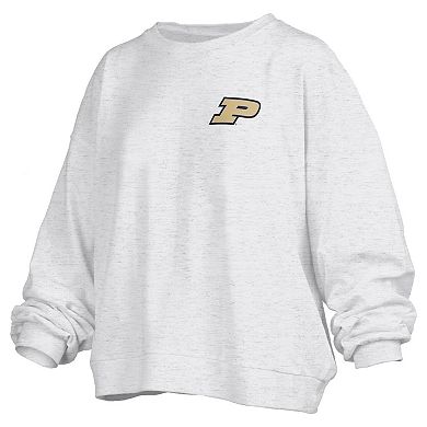 Women's Pressbox Oatmeal Purdue Boilermakers Waist Length Oversized Janise Melange Sweatshirt