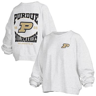 Women's Pressbox Oatmeal Purdue Boilermakers Waist Length Oversized Janise Melange Sweatshirt