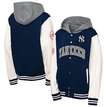 Youth Mitchell & Ness Navy New York Yankees Courtside Fleece Full-Snap Hoodie