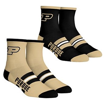 Unisex Rock Em Socks Purdue Boilermakers 2-Pack Multi Stripe Quarter Socks Set