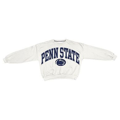 Women's Pressbox White Penn State Nittany Lions Oversized Janice Waist-Length Sweatshirt