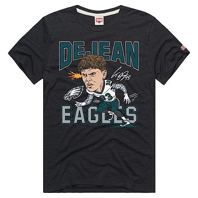 Unisex Homage Cooper DeJean Charcoal Philadelphia Eagles Caricature Player Graphic Tri-Blend T-Shirt