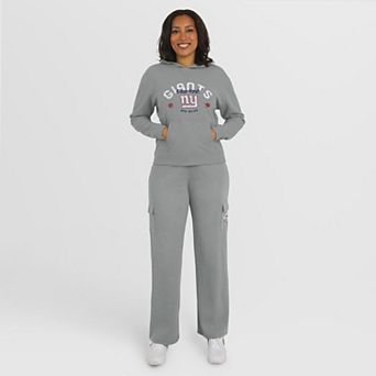 Women's WEAR by Erin Andrews Gray New York Giants Waffle-Knit Long Sleeve Hooded Shirt & Pants Lounge Set