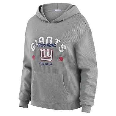 Women's WEAR by Erin Andrews Gray New York Giants Waffle-Knit Long Sleeve Hooded Shirt & Pants Lounge Set