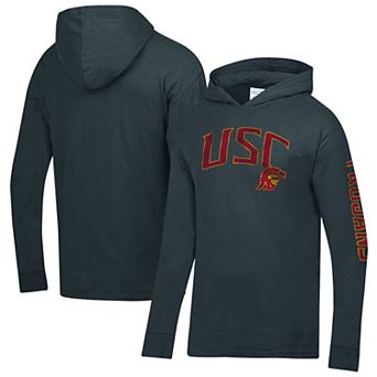 Men's ComfortWash Charcoal USC Trojans Long Sleeve Hooded T-Shirt