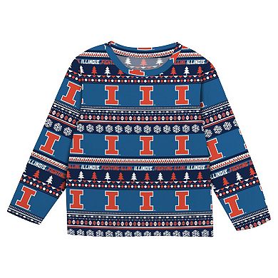 Youth Outerstuff Navy Illinois Fighting Illini Ugly Sweater Pajama Set
