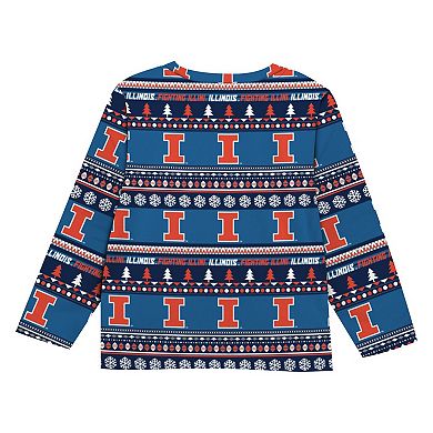 Youth Outerstuff Navy Illinois Fighting Illini Ugly Sweater Pajama Set