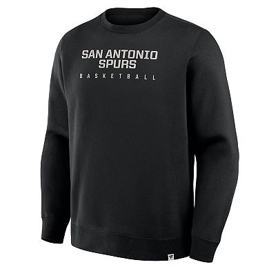 Men's Fanatics Black San Antonio Spurs Crossover Collection Defensive Rotation Drill Premium Pullover Sweatshirt