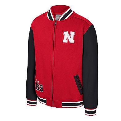Youth Colosseum Scarlet Nebraska Huskers Grand Tour Full-Zip Bomber Jacket