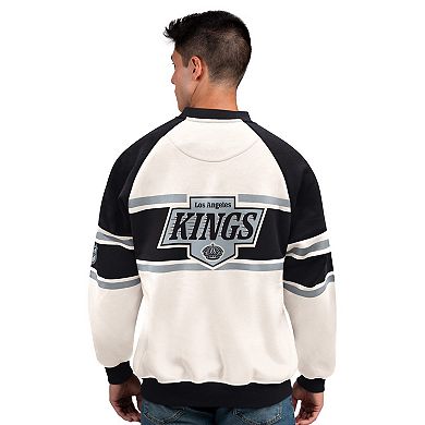 Men's Starter White Los Angeles Kings Defense Fleece Crewneck Sweatshirt