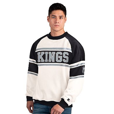 Men's Starter White Los Angeles Kings Defense Fleece Crewneck Sweatshirt