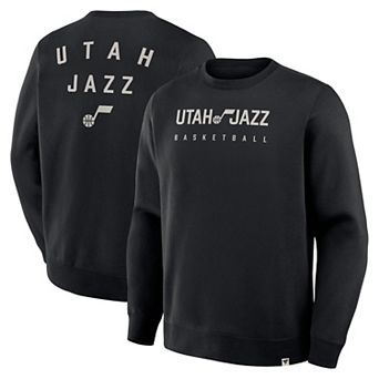 Men's Fanatics Black Utah Jazz Crossover Collection Defensive Rotation Drill Premium Pullover Sweatshirt