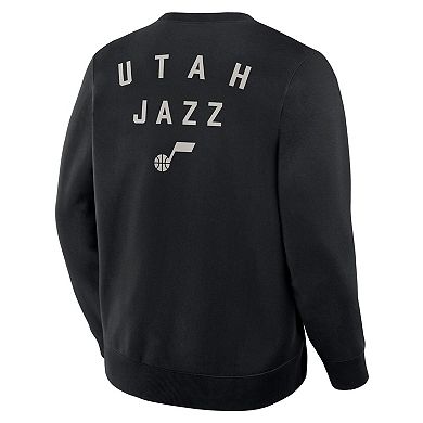 Men's Fanatics Black Utah Jazz Crossover Collection Defensive Rotation Drill Premium Pullover Sweatshirt