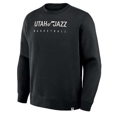 Men's Fanatics Black Utah Jazz Crossover Collection Defensive Rotation Drill Premium Pullover Sweatshirt