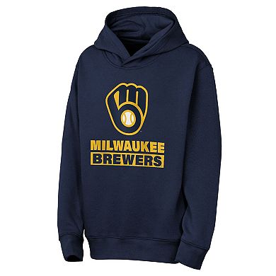 Youth Outerstuff Navy Milwaukee Brewers Back to Basics Hoodie