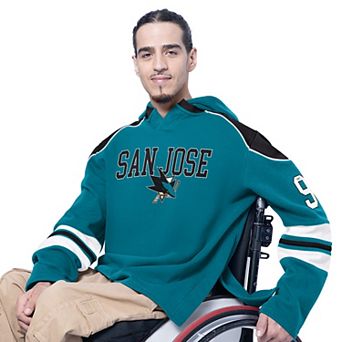 Men's G-III Sports by Carl Banks Teal San Jose Sharks Adaptive Wear Lord Stanley Hooded Long Sleeve T-Shirt
