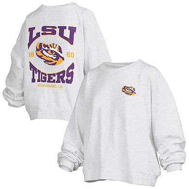 Women's Pressbox Oatmeal LSU Tigers Waist Length Oversized Janise Melange Sweatshirt