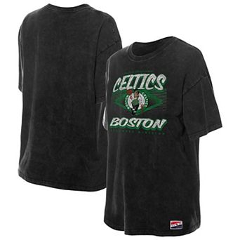 Women's New Era Black Boston Celtics Throwback Mineral Wash Oversized T-Shirt