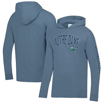 Men's ComfortWash Blue Notre Dame Fighting Irish Long Sleeve Hooded T-Shirt