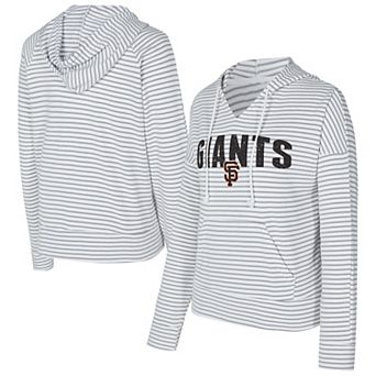 Women's Concepts Sport White/Gray San Francisco Giants Liftoff Striped V-Neck Hoodie
