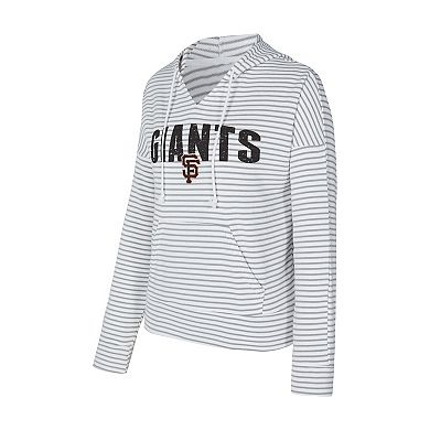 Women's Concepts Sport White/Gray San Francisco Giants Liftoff Striped V-Neck Hoodie