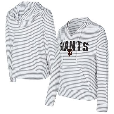 Women's Concepts Sport White/Gray San Francisco Giants Liftoff Striped V-Neck Hoodie