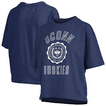Women's Pressbox Navy UConn Huskies Motley Crew Bishop Waist Length Oversized T-Shirt