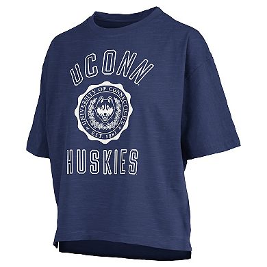 Women's Pressbox Navy UConn Huskies Motley Crew Bishop Waist Length Oversized T-Shirt